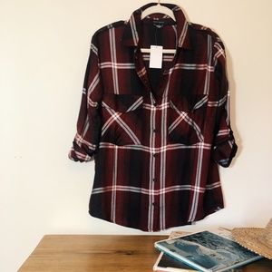 Sanctuary Plaid Black/Red Boyfriend Shirt